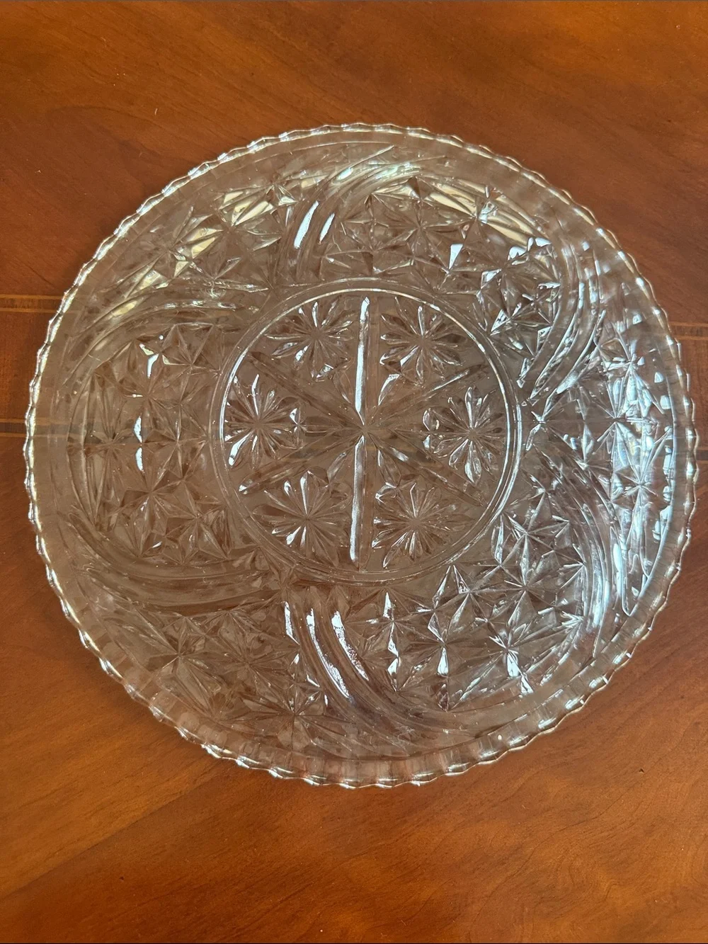 Vintage Anchor Hocking Stars & Bars pressed glass serving platter